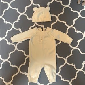 Knit onesie with hat